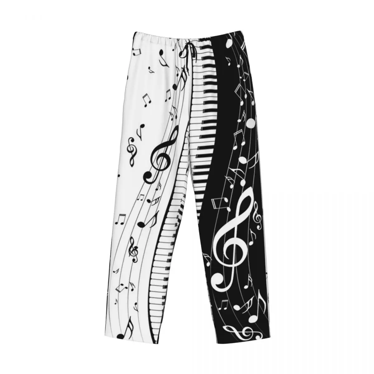 Custom Piano Key Musical Note Pattern Pajama Pants Men Sleepwear Sleep Lounge Bottoms with Pockets