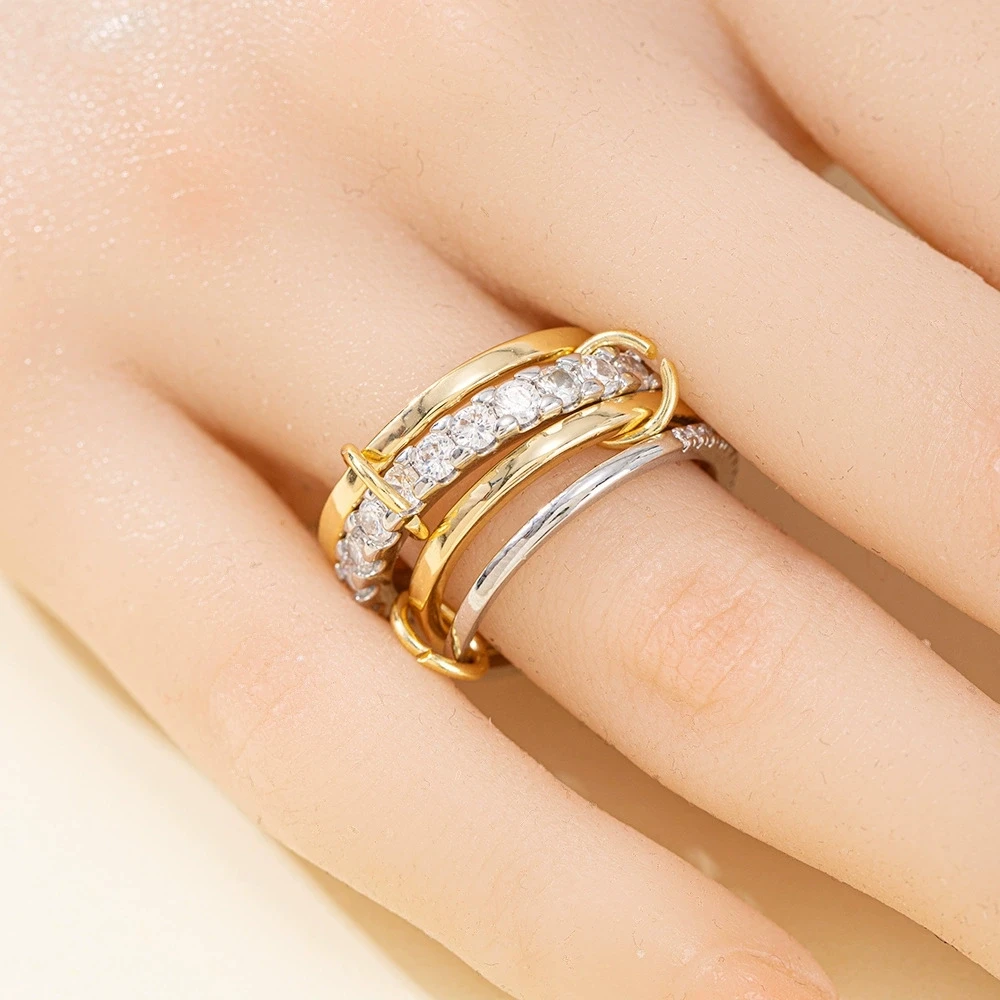 4pcs/set Small Round Stone White Zircon Stackable Ring Sets For Women Gold Silver Color Wedding Rings Jewelry Mother's Day Gifts