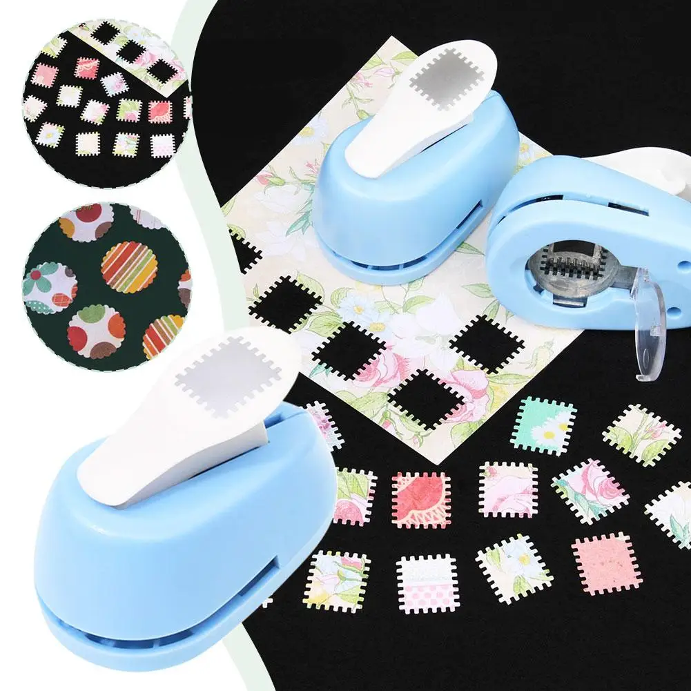 Random color 1.8*1.8cm Stamp Shape Craft Punch|Round Hole Toothed Puncher Embosser Mini Scrapbook Punch For Card Craft DIY Tool