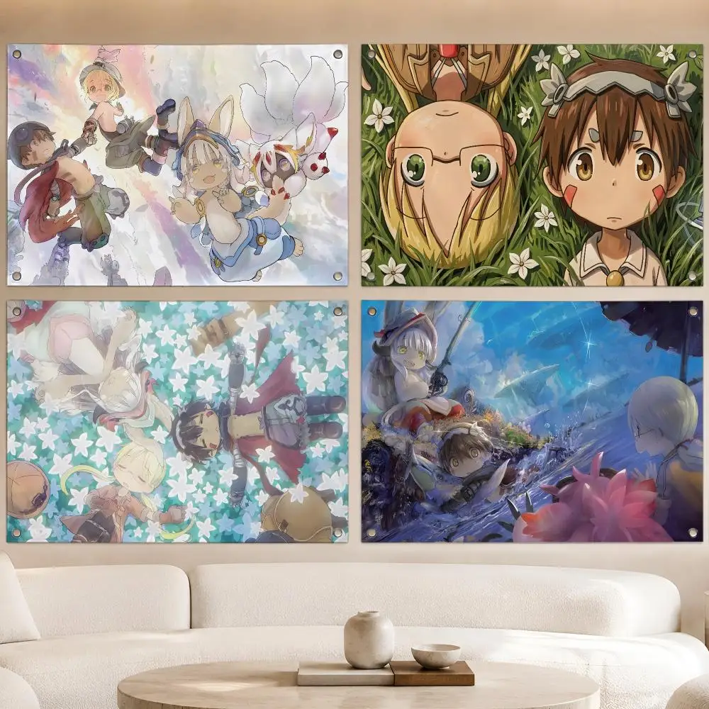 Anime Dark Epic RPG M-Made in Abyss Flags Fan Banner Tapestry Wall Hanging Garage BarDorm Camp Party Outdoor Home Decor Gift