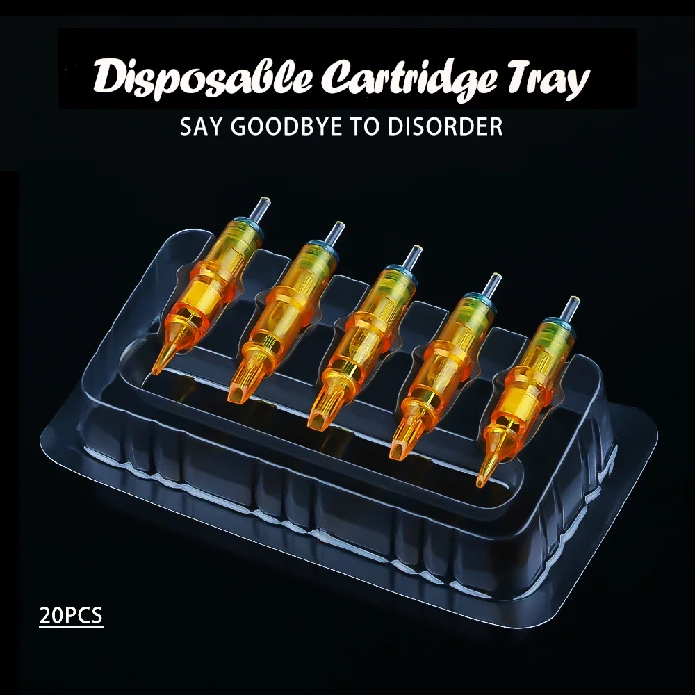 20pcs Double Layer Disposable Tattoo Needle Stand Ink Cartridge Holder Waterproof Washing Cup Clean Placement Rack for Tattoo