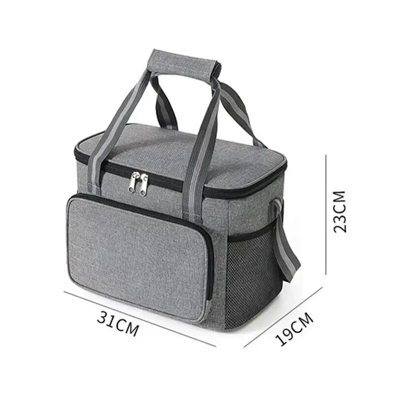 Large Insulated Lunch Bag Black Waterproof Leak-proof Thickened Handheld/Shoulder Carry Outdoor Picnic Lunch Bag
