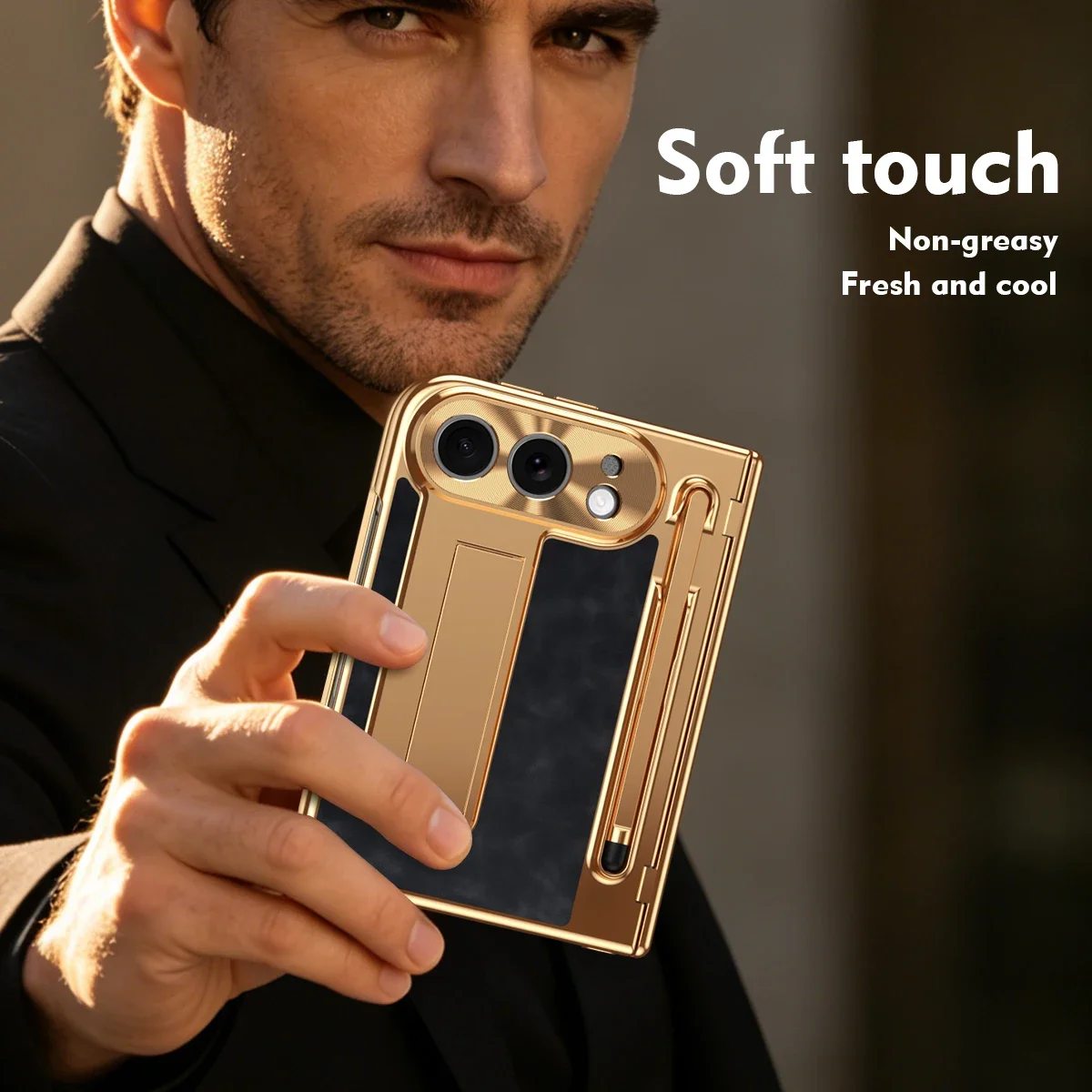 Best Protective Case for Iphone DUO Stand Function Strong Plating Mobile Phone Bag Full Cover Glass Film