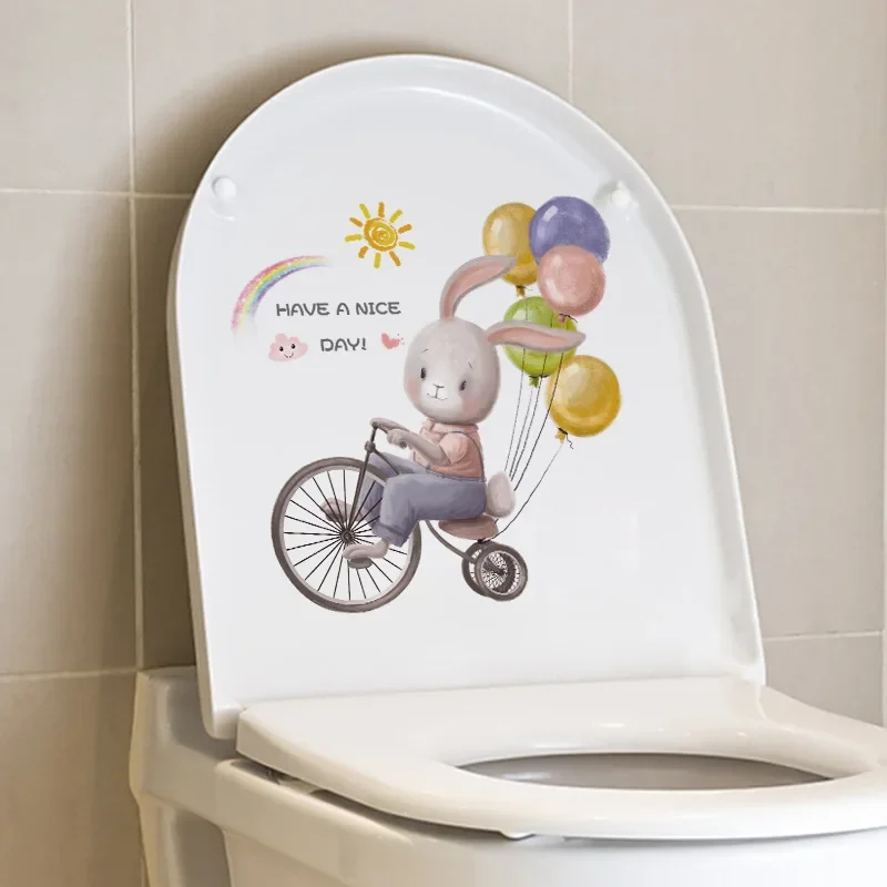 Rabbit balloon children's toilet decoration toilet lid refurbished self-adhesive sticker