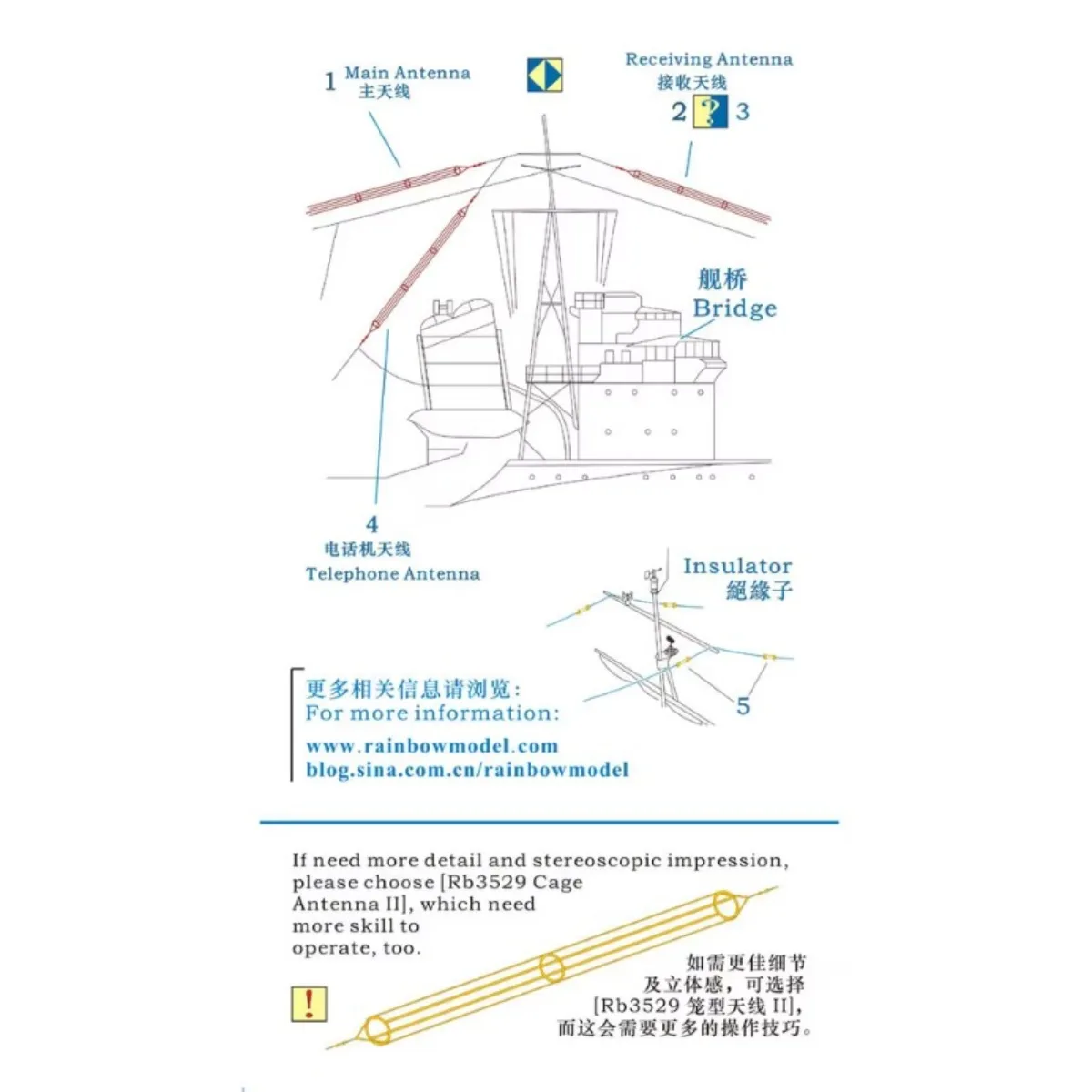

Rainbow The Etching Part Photo-Etched PE 1/350 Cage Antenna I RB3528