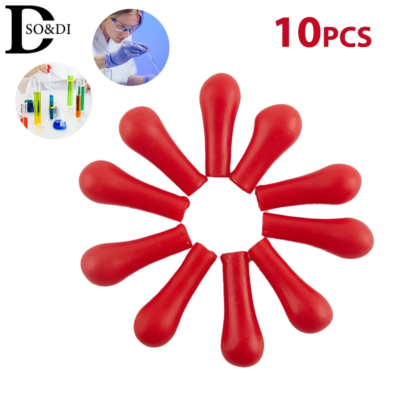 10Pcs Dropper Red Rubber Bulb Head Dropping Bottle Insert Pipette Lab Supplies