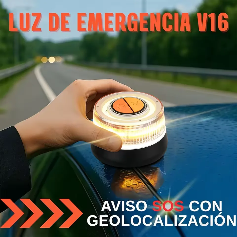 2026 LED Car Emergency Light Approved by DGT with Geolocation Tracker for Quick Position Magnetic Induction Strobe Warning Lamp