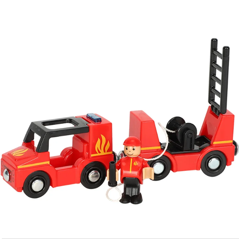 Motor de bomberos de tren magnético multifuncional, 25 uds., compatible con pista Thomas de madera