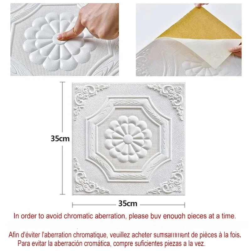Pegatinas de pared 3D de 20 piezas, Panel de techo autoadhesivo a prueba de humedad, papel tapiz de espuma 3D para dormitorio, sala de estar,