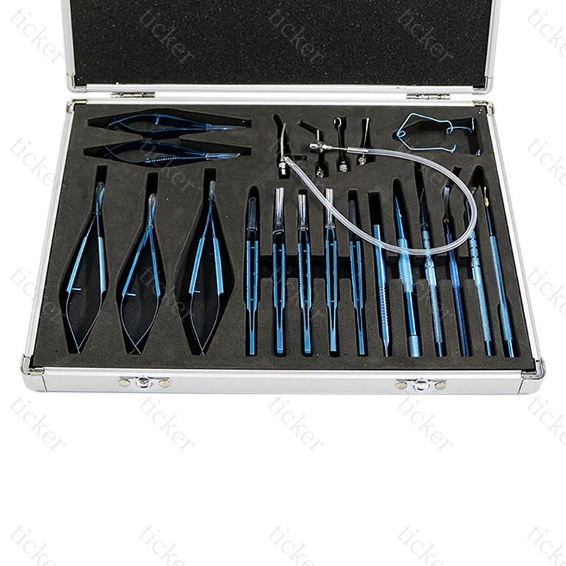 Ophthalmic Set Instrument 21PCS Titanium Alloy/Stainless Steel Cataract Eye  Eye Micro Tweezers Scissors Needle Holder Set Tools