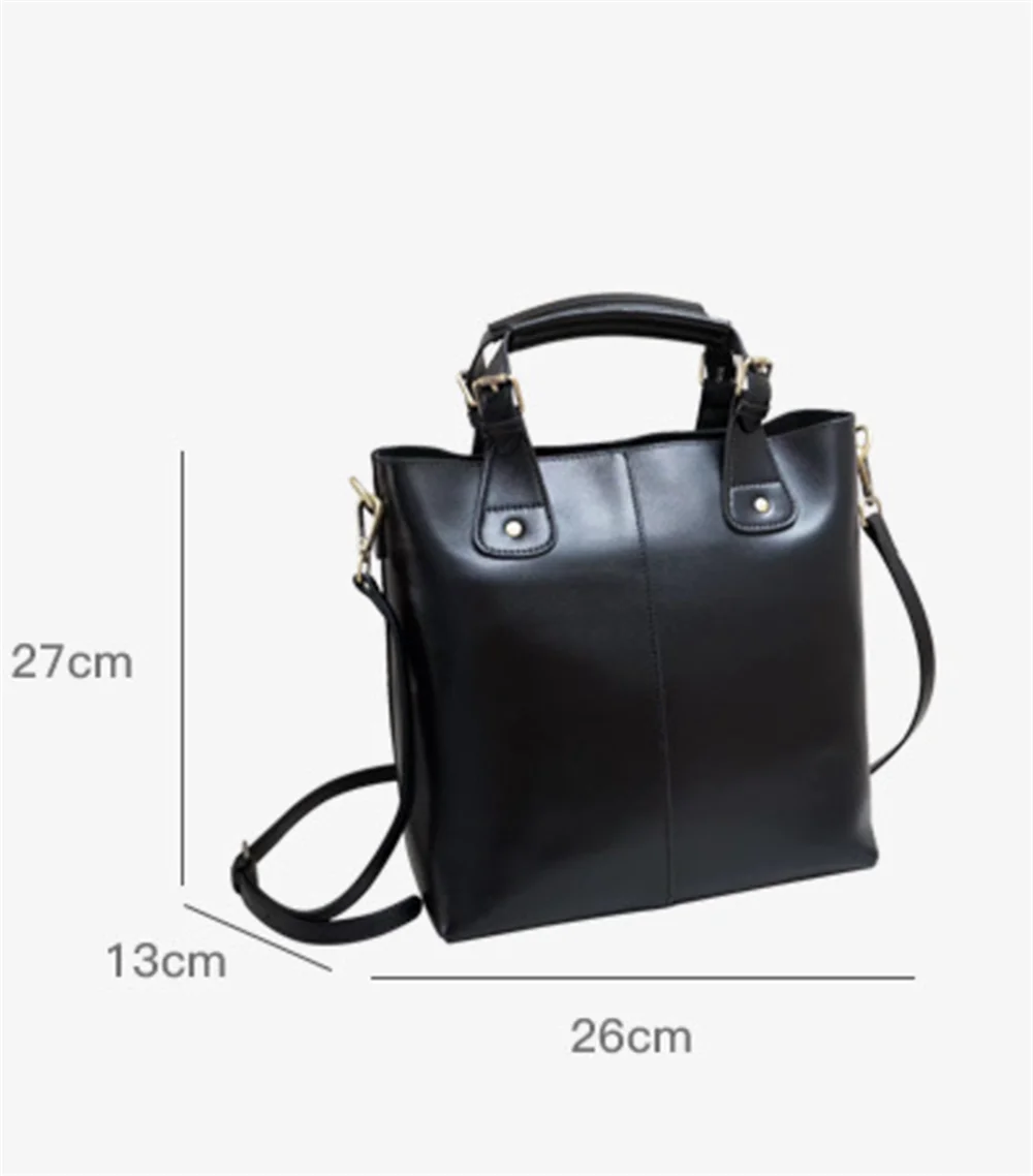 Zency 100% Genuine Leather Women Tote Bag Large Brown Handbag Retro Bucket Bag Classic Lady Crossbody Messenger Purse For Work