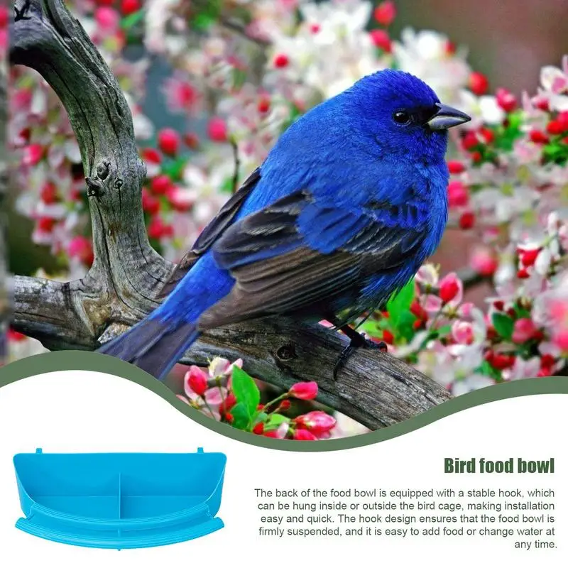 Bird Feeder Cup For Cage Sparrow Cage Water Food Feeding Cup Birds Food & Water Dispenser Bowl With Compartment And Bird Perch