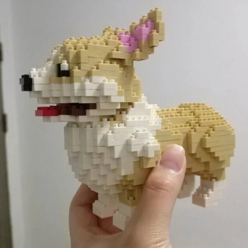 Pembroke Welsh Corgi Dog Pet Doll Model DIY Mini Diamond Blocks Bricks Building Toy for Children Animal World