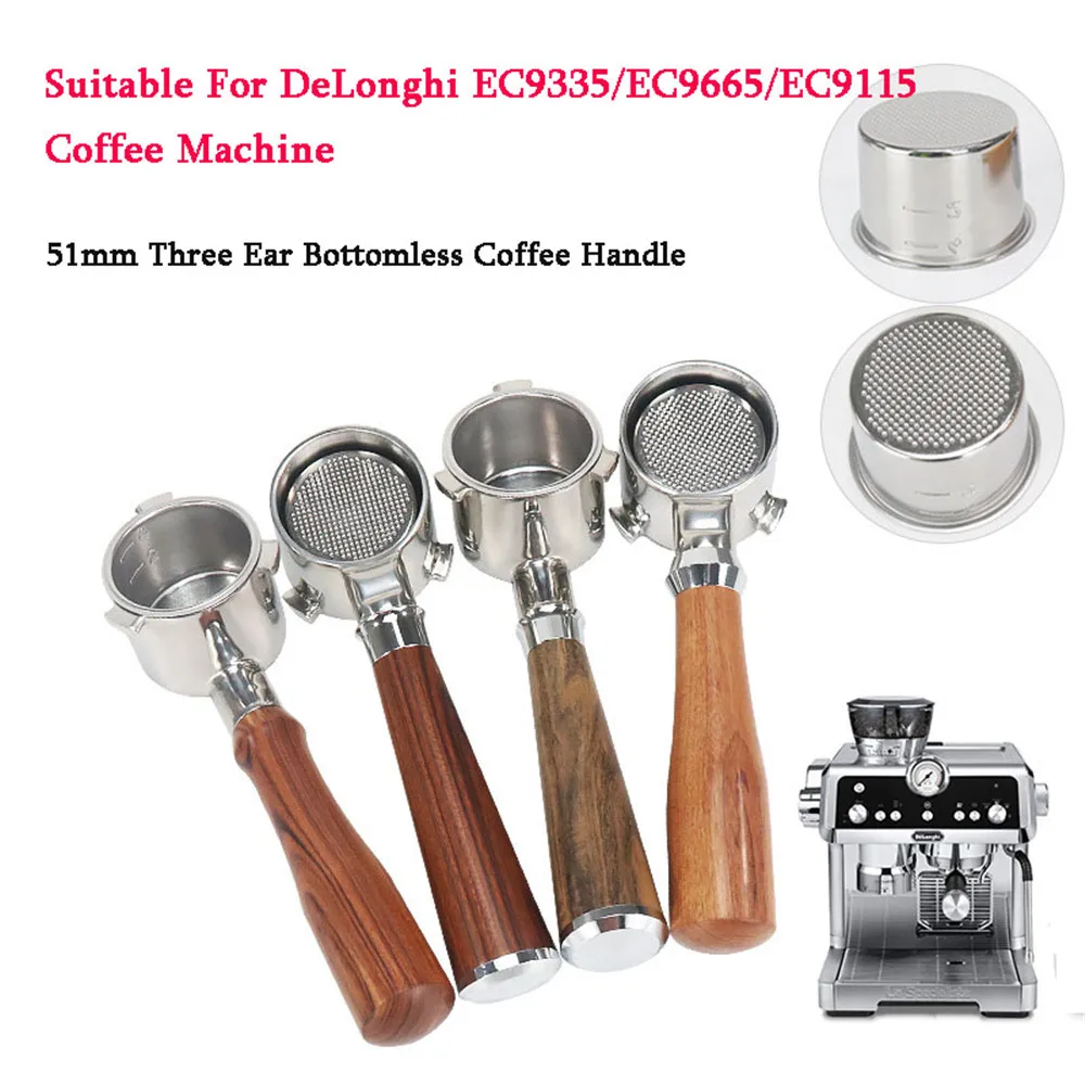 51mm Bottomless Portafilter For Delonghi Coffee Machine EC9335/EC9665/EC9155 Coffee Filter Holder Coffee Barista Accessories