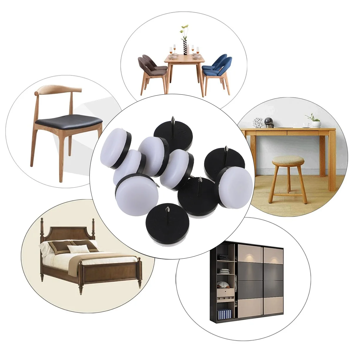 

40Pcs Furniture Leg Bottom Nylon Pads Noise Proof Non-Skid Floor Protector Furniture Tacks Chair Table Feet Glide