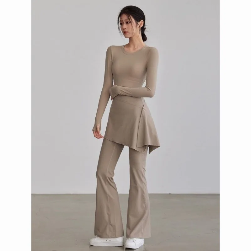 Leggings for Women Fake Two-piece Yoga Pants Autumn Winter New Style Micro-pull Pants Butt Lift Pilates Sports Suit Fitness