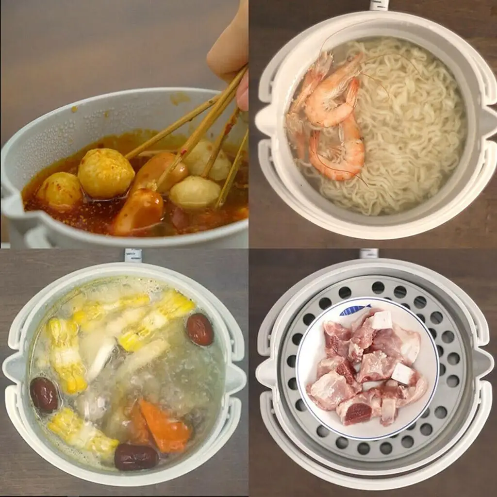 Foldable electric hot pot travel pot food grade silicone pot boiling water steamer camping office hotel cooking noodle porridge