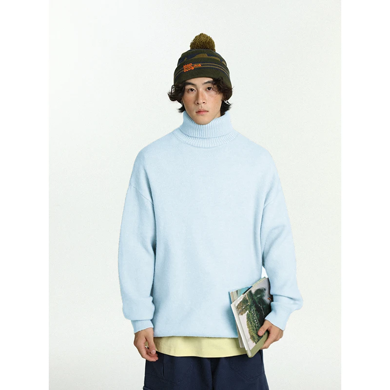 سترة محبوكة سميكة للخريف والشتاء للرجال بياقة عالية، النسخة الكورية العصرية، مشهد غير رسمي، بلوفرات مادة أخرى