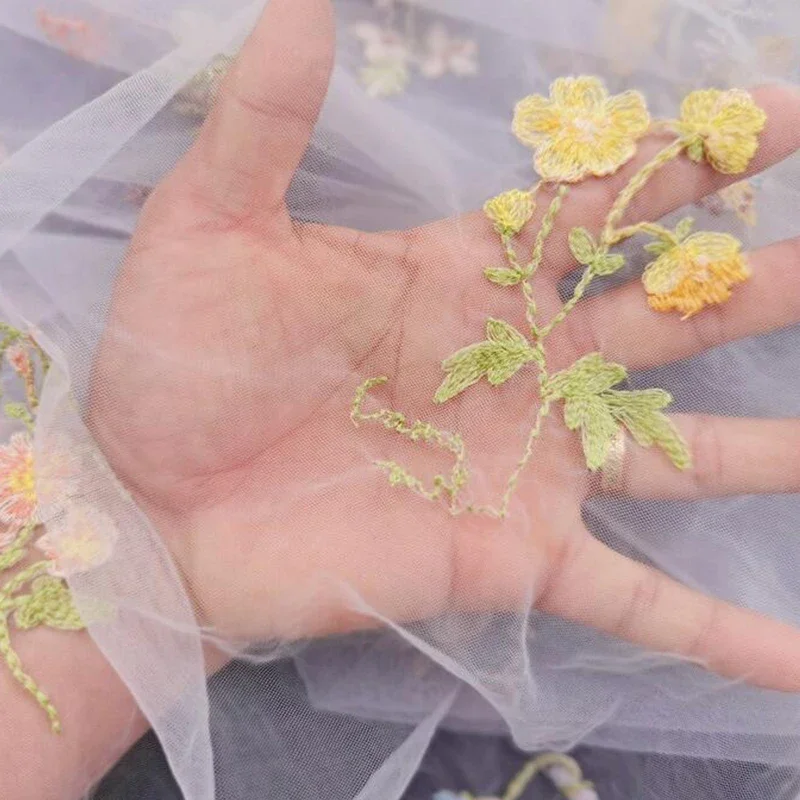 ฤดูใบไม้ผลิดอกไม้ผีเสื้อปักผ้านุ่มตาข่ายผู้หญิงชุดราตรีชุดราตรีอย่างเป็นทางการ DIY เย็บเย็บปักถักร้อย Gauze