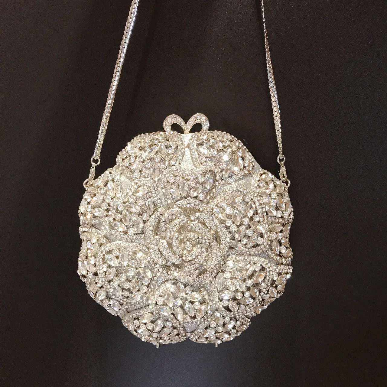 XIYUAN, bolso único de cristal con flor dorada y plateada para mujer, bolso de mano para banquete nupcial y boda, bolso de noche de Gala para fiesta con diamantes para mujer