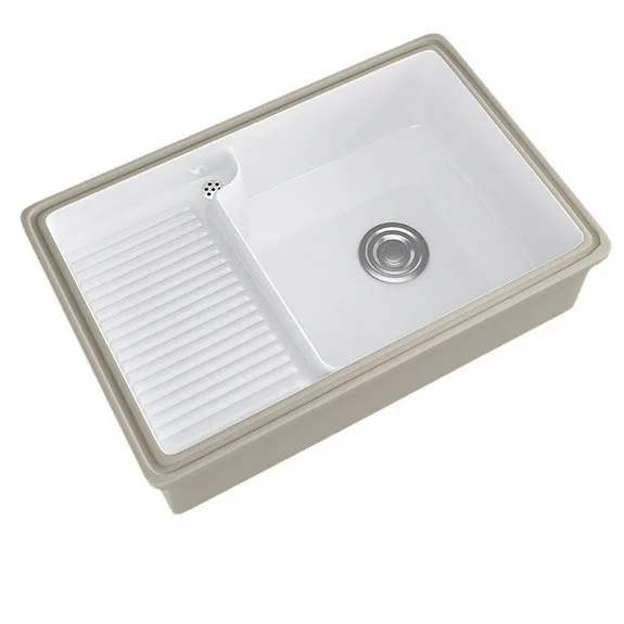 

Balcony ceramic under-counter basin, laundry basin with rubbing board, household embedded, deepened laundry sink