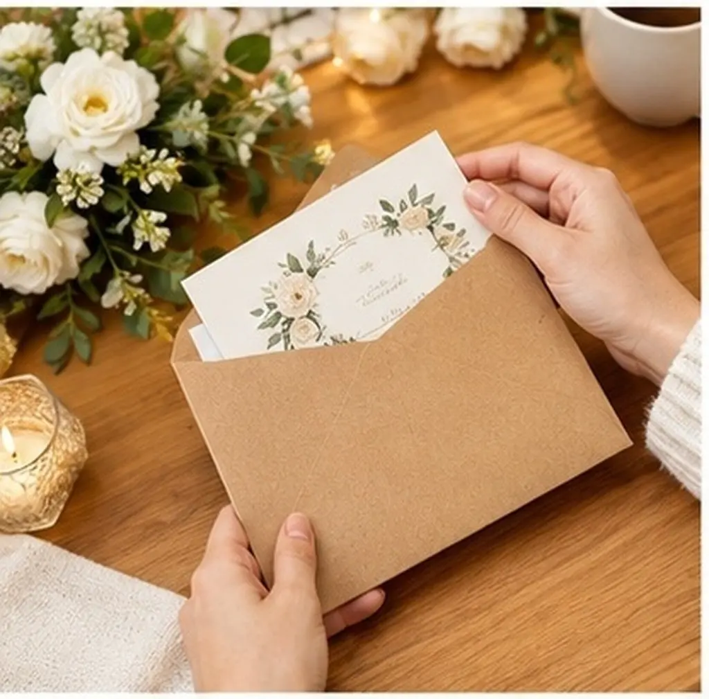 30Pcs A4 Brown Kraft Envelopes Self Adhesive for Wedding Invitations Greeting Cards Photos Postcards Rustic Elegant Decorative