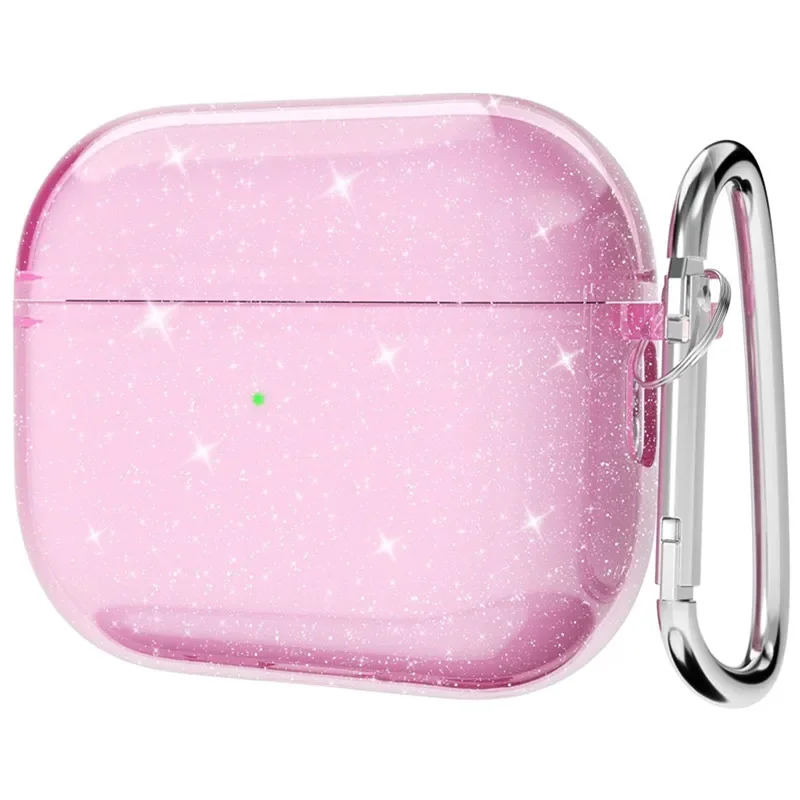 Bling Glitter Soft TPU Earphone Case for Airpods 4 2024 Pro 3 2 Generation Air Pods 3 1 3rd Gen Cover with Keychain Accessory