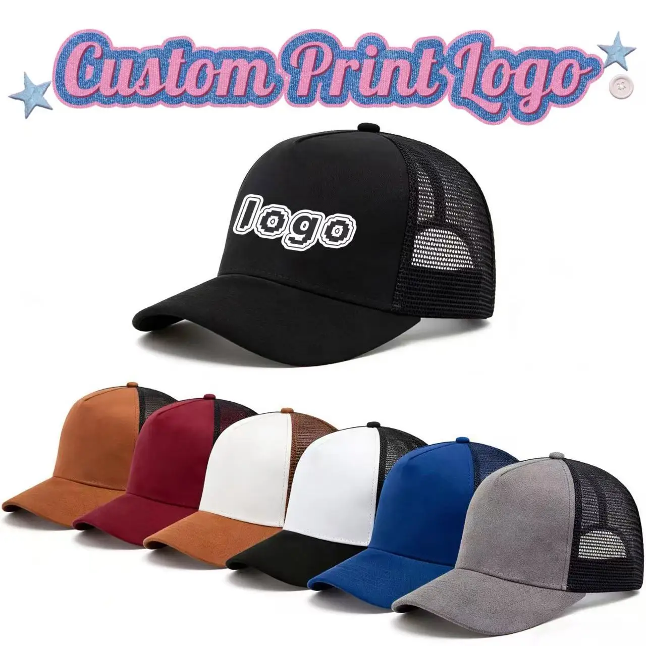 Customized Printed Logo Suede Baseball Hat Women's Outdoor Travel Sun Shading Net Caps Men's Hip-Hop Versatile Duck Tongue Hats