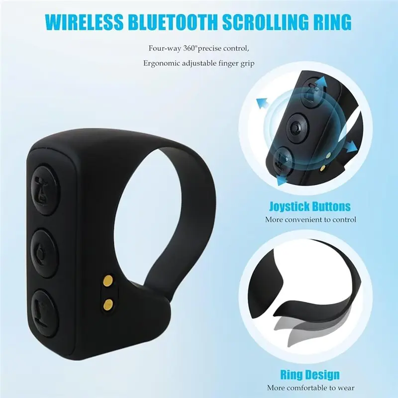 ABKN Bluetooth Scrolling Ring for TikTok, Page Turner Remote Control, Ergonomic Design Phone Bluetooth Remote for iPad Android
