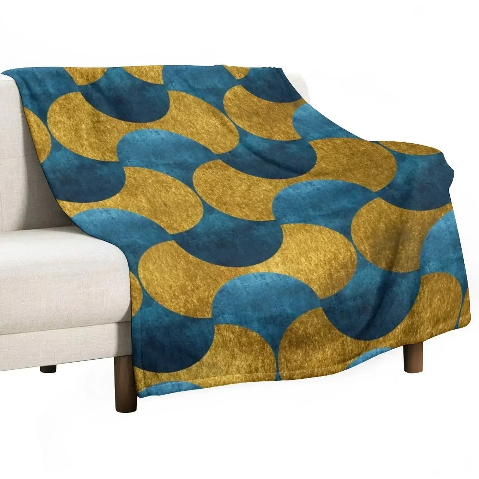 Dubai Nights Gold and Teal Pattern Throw Blanket Beautifuls Thin Sleeping Bag Camping Blankets