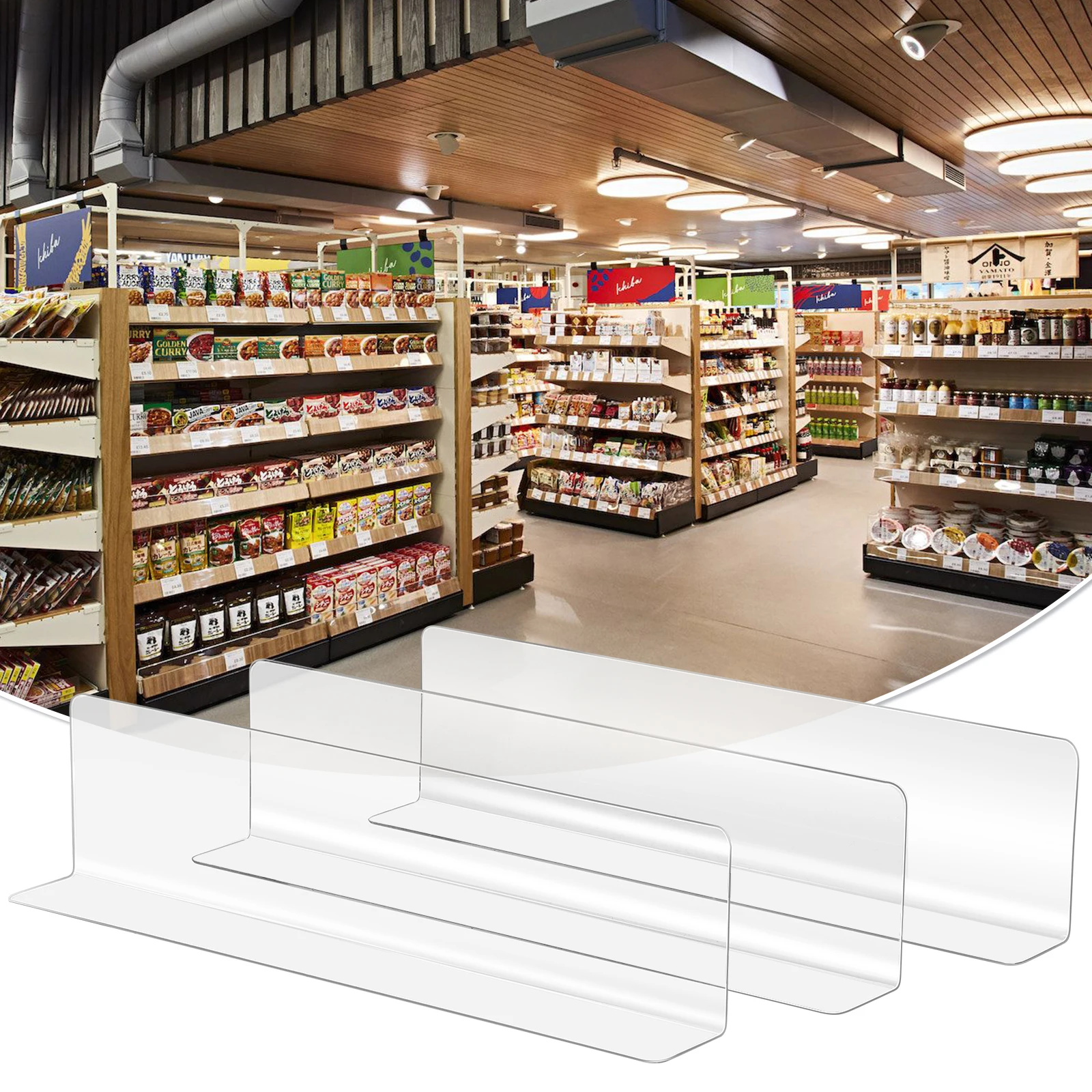 

20pcs 20Cm L Shape Shelf Divider Transparent Plastic Organizer For Store Supermarket Cabinet Divider Freely Stand Clear