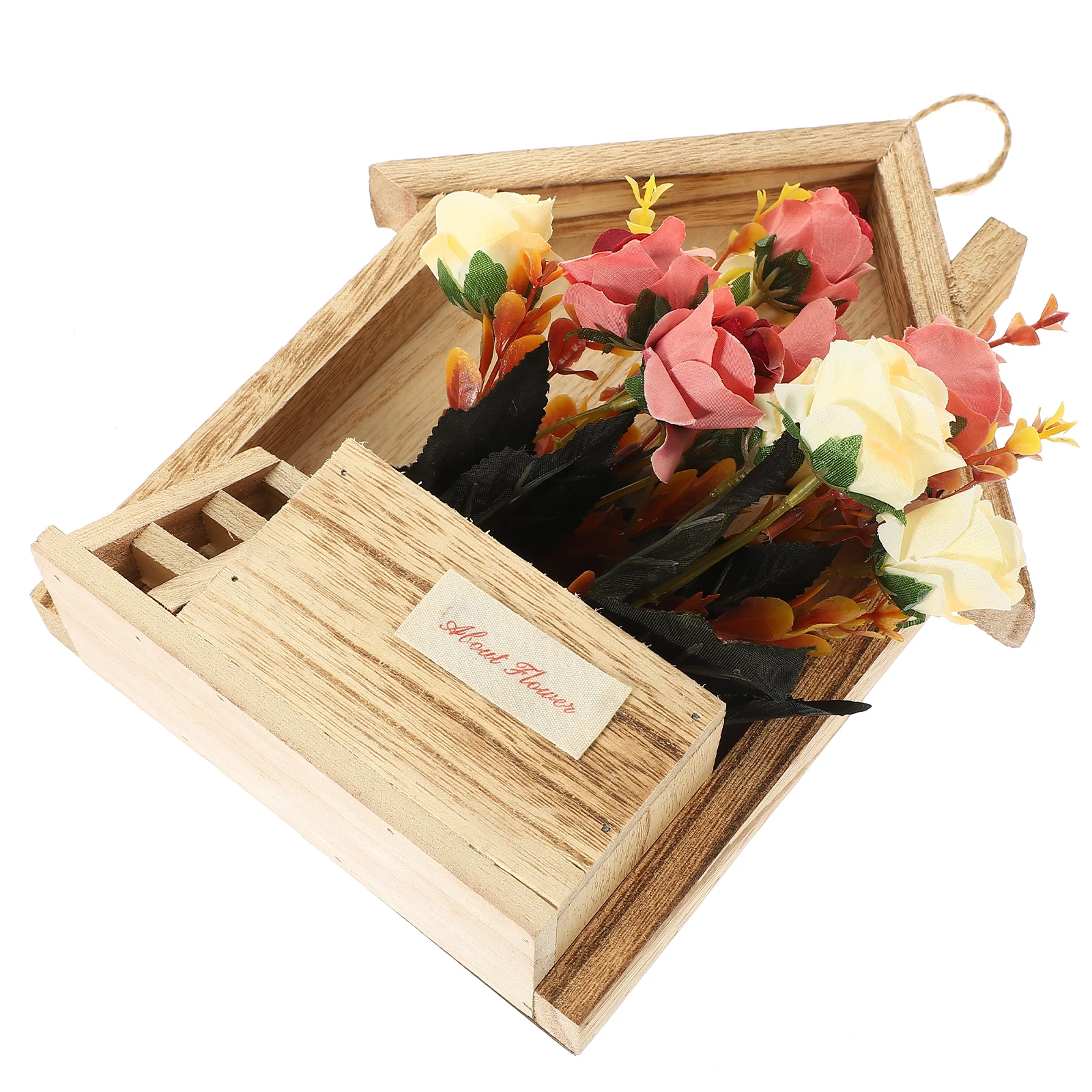 

3 Packs European Style Wooden Hanging Flower Pots Silk Flowers Home Wall Decor Artificial Floral Baskets Warm Environment Office