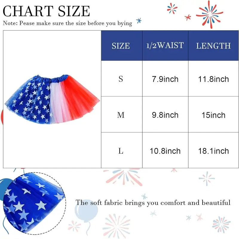 PESENAR American Flag Costume Accessories Set Red White Blue Tutu,Necklaces,Tassel Earring,Sunglasses,Bow Headband,Stocking