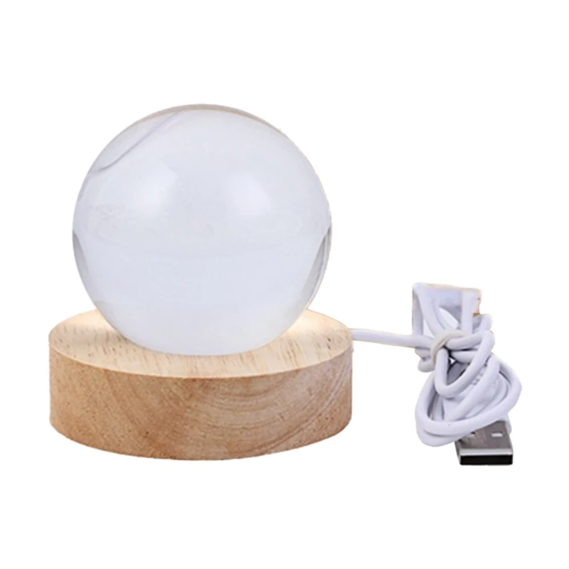 Crystal Ball Night Light With Base LED Table Lamp Lighted Stars Galaxy USB Power Warm Night Light For Kid