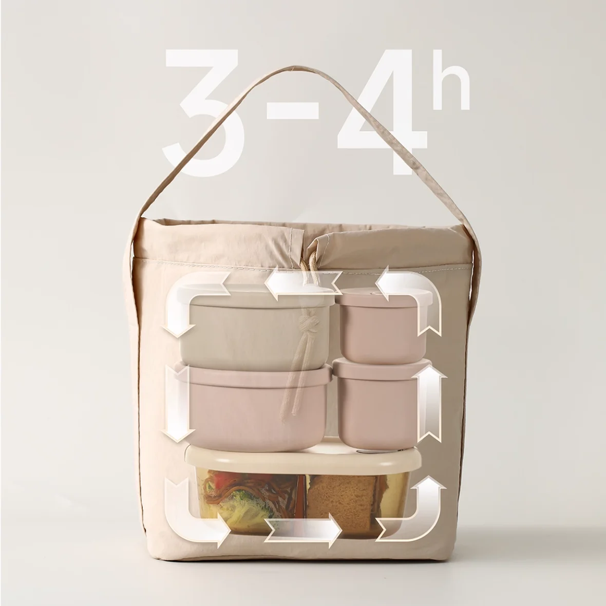 Insulated Lunch Box Bag Portable Hand-Held Large Capacity Commuting Lunch Box for Students Office Workers
