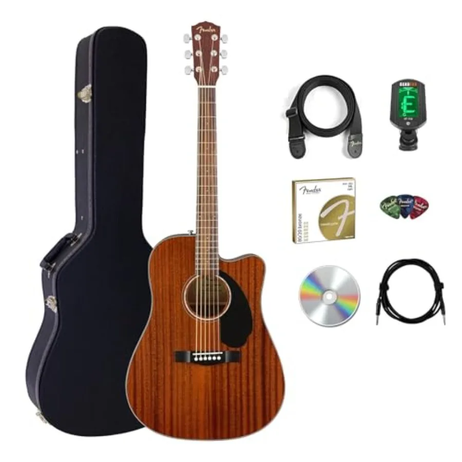 

Акустико-электрическая гитара CD-60SCE Solid Top Dreadnought - комплект из цельного красного дерева с жестким чехлом, кабелем, ремнем, тюнером и медиаторами.