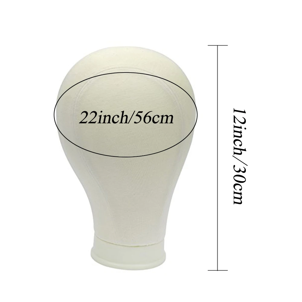 Manichino con testa a blocco di tela beige da 22 pollici per display per estensione parrucca in pizzo Manichino per pratica di styling per parrucchiere
