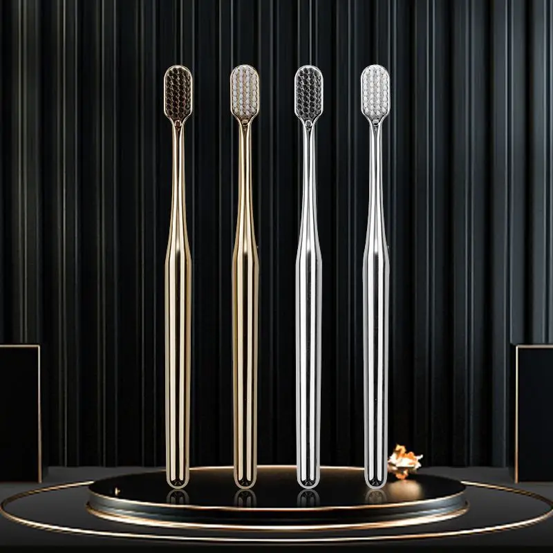 Luxury Soft Toothbrush Men Women Adult Tooth Brush Gold Silver Dental Brushes Elegance Gentle Toothbrushes