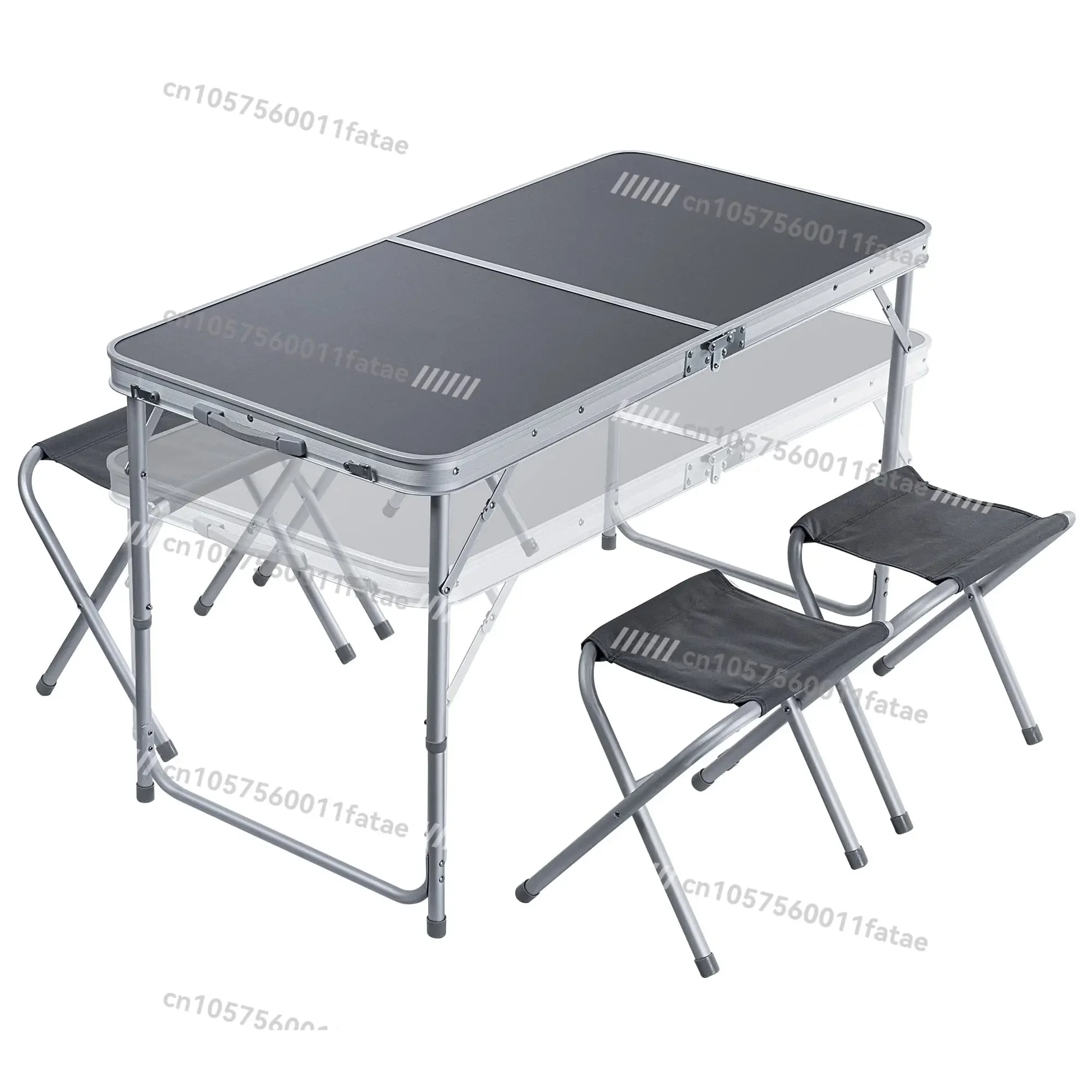 

Camping Furniture Set Height Adjustable Folding Camping Table with 4 Folding Chairs