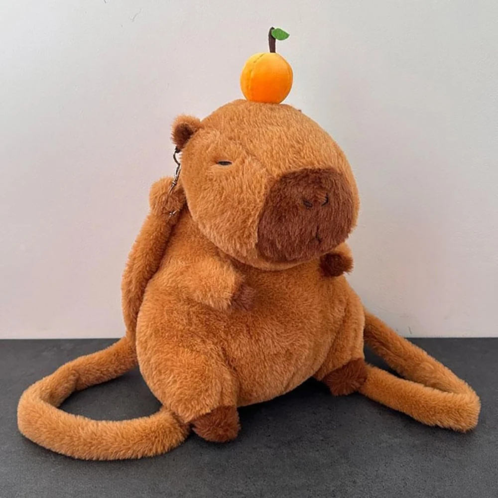 Bonito kawaii capivara mochila de pelúcia design animal de pelúcia com alça de ombro ajustável fofa para presentes das crianças