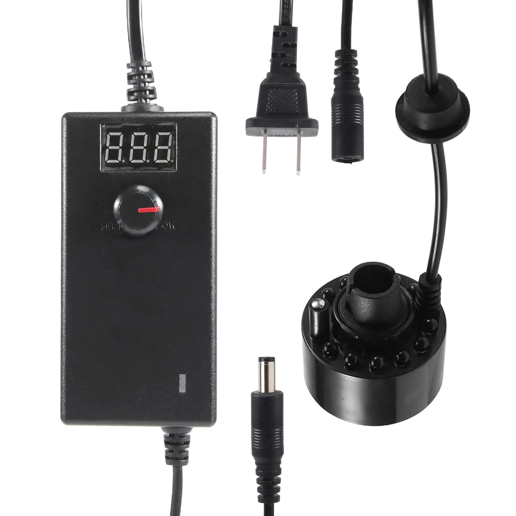 空気加湿器ミストメーカー,ハロウィンスモークマシン,フォグマシン,噴水,池の霧,黒,プラグ付き