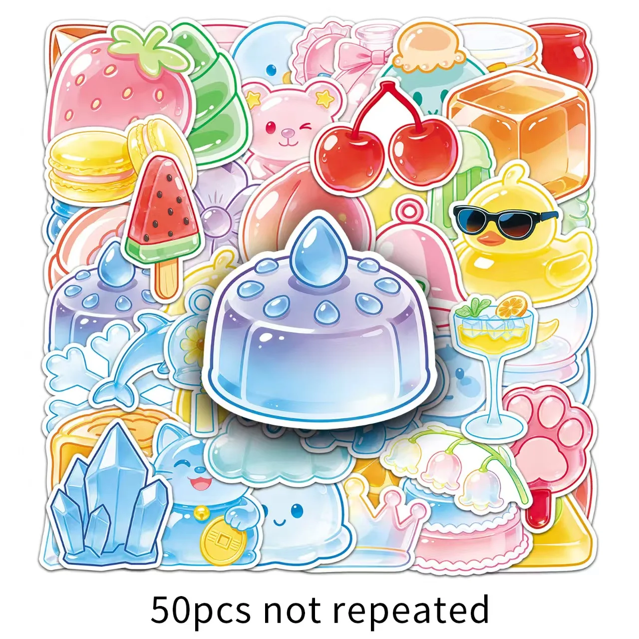 

50 Pcs Original Jelly Style Stickers, Cute Pastel Fresh Exquisite Decor Stickers for Journals, Phone Cases and Daily Decor