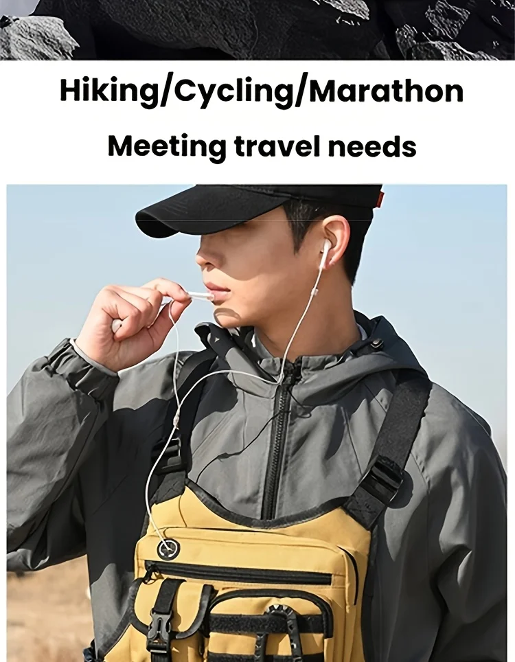 Taktische Brustweste mit mehreren Fächern, Sporttasche, Weste mit verstellbarem Schultergurt, freihändige Tasche, geeignet für Radfahren, Wandern und Outdoor-Aktivitäten. – Detail 8