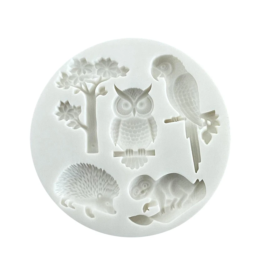 Parrot Sloth Hedgehog Owl Silicone Sugarcraft Mold Cupcake Baking Mould Fondant Cake Decorating Tools