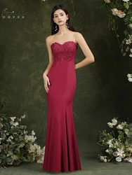 2024 Long Mermaid Mint Green Bridesmaid Dresses Sweetheart Strapless Open Back Beaded Sequins Formal Wedding Party Gown Burgundy
