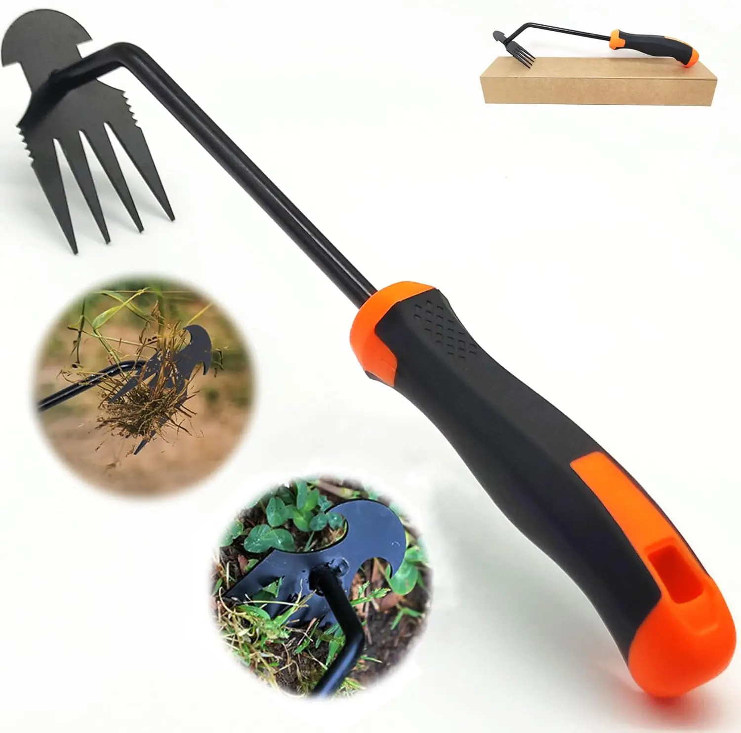 

Hand Weed Puller Dual-Action 4-Claw Weeder with Ergonomic Garden Tool for Garden Enthusiasts (1pc Black Rubber Handle)