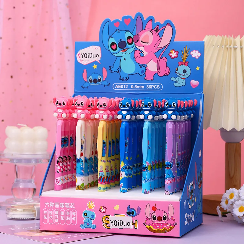 

Stitch Gel Pens Disney 36pcs Cartoon 0.5mm Black Stationery Cute Student New Signature Pen Writing Tool Student Birthday Gifts