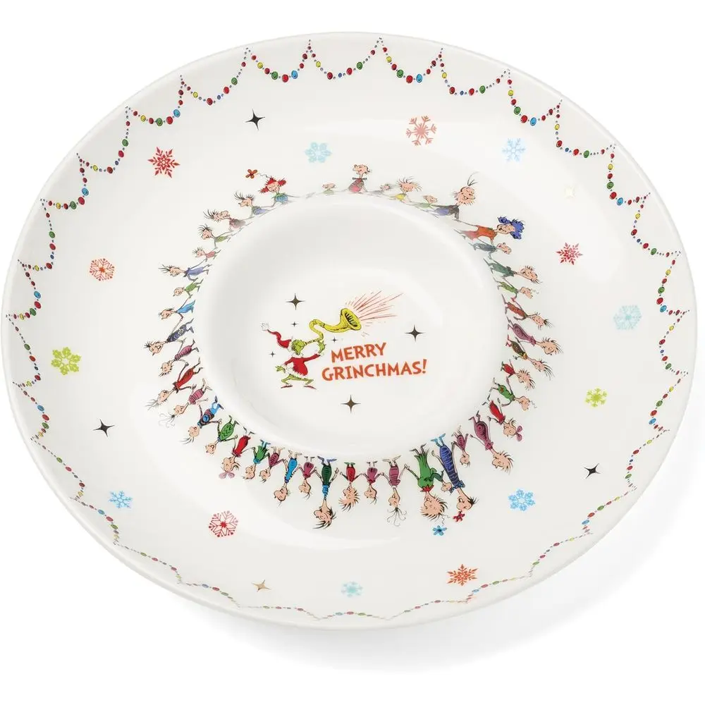 

Grinchmas Chip 'n Dip Dish - Festive Holiday Serveware for Christmas