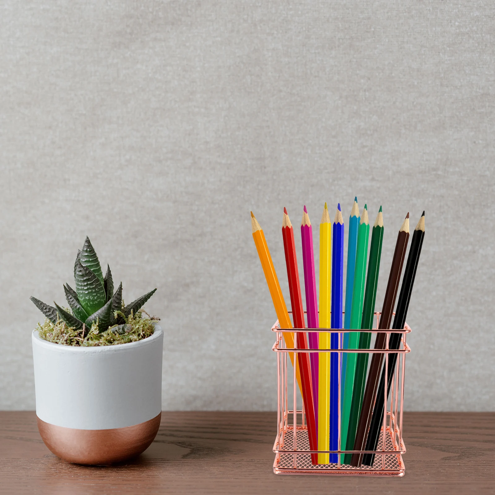 

2pcs Metal Makeup Brush Holder Rose Gold Organizer For Vanity Desk Pencil Cup Wrought Storage