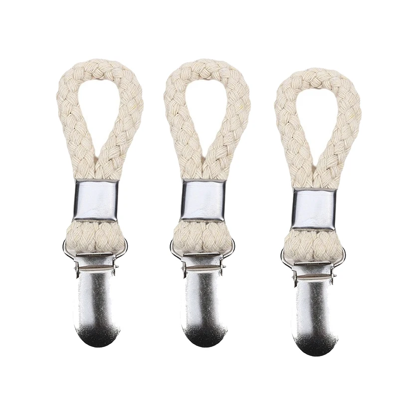 

1/3 PCS Bathroom Towel Clips Braided Cotton Towel Clip With Metal Clamp For Home Bathroom Kitchen Storage Pegs